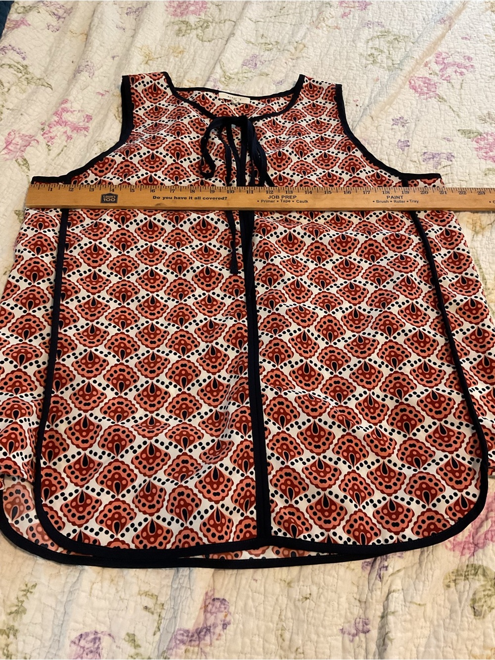 Pleione Orange, Black and White Sleeveless Tie-Front Printed Camisole - Picture 5 of 6